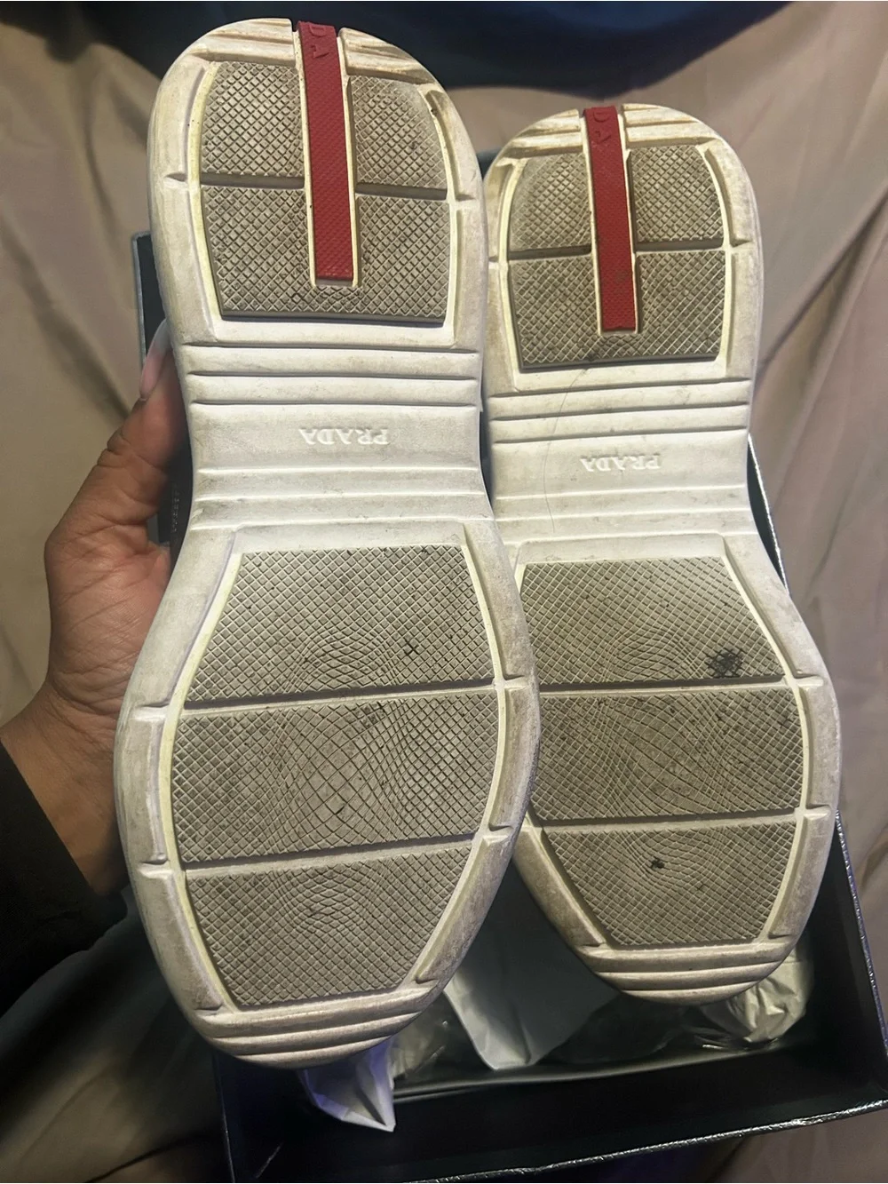 Prada Black and White Low-Top Lace-Up Sneakers